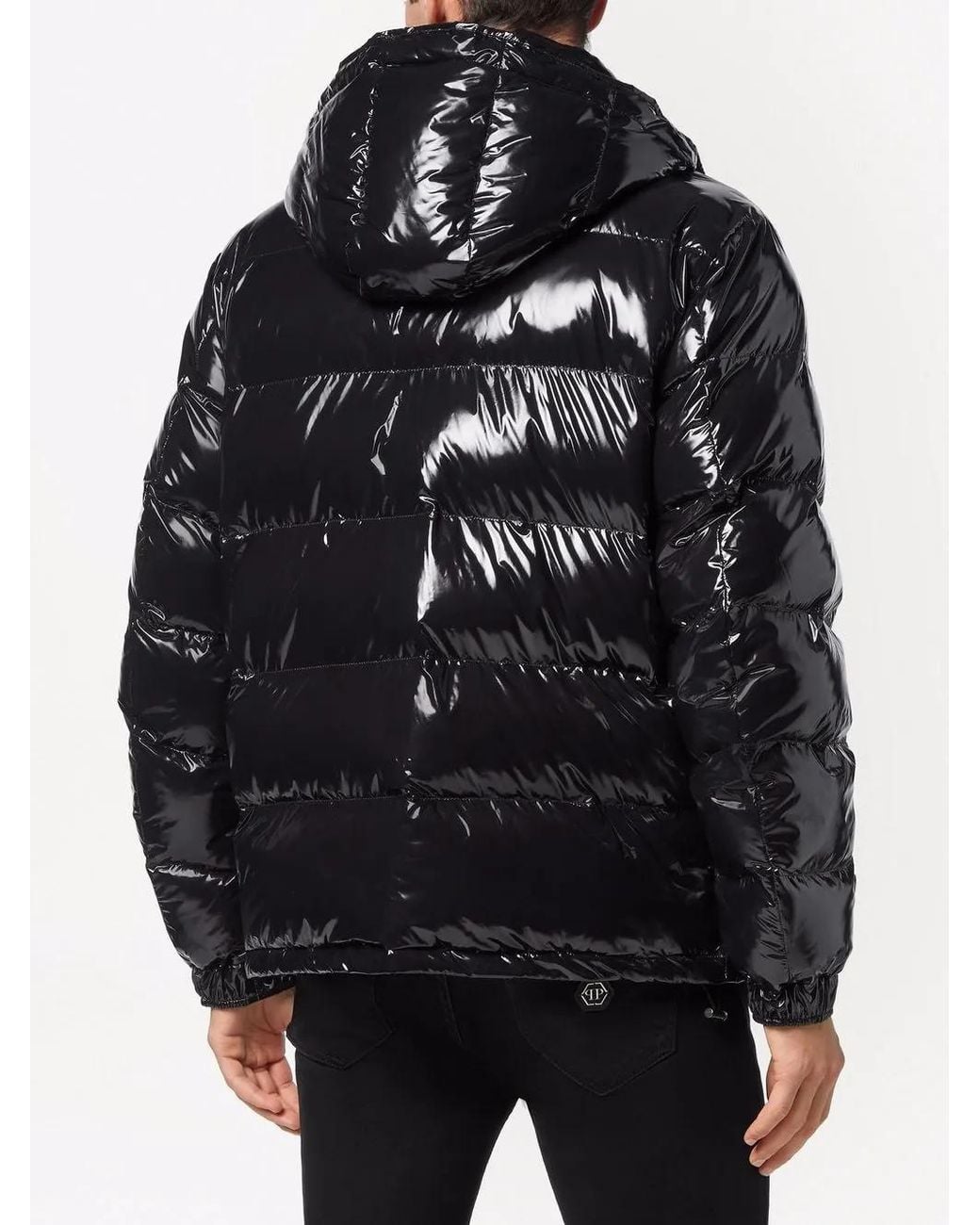 Philipp Plein Black High-shine Padded Jacket for men