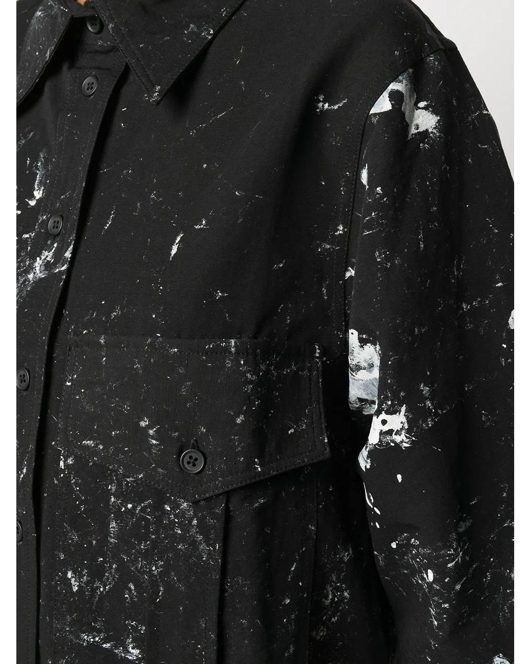 Song For The Mute Black Paint-Splatter Short Sleeve Shirt