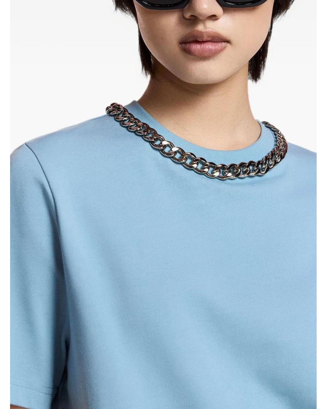 Essentiel Antwerp Blue Klaim Chain-Embellished T-Shirt