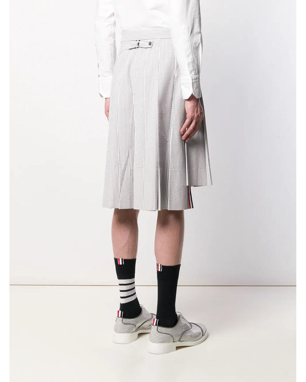 Thom Browne Multicolor Seersucker Backstrap Pleated Skirt for men