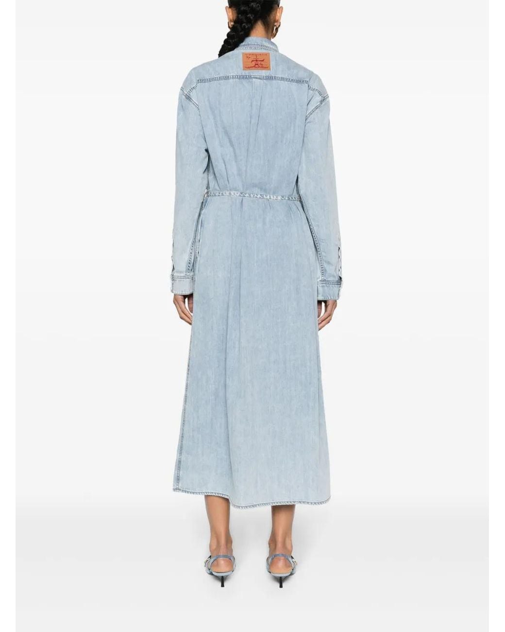 Y. Project Blue Logo-Embroidered Denim Shirtdress