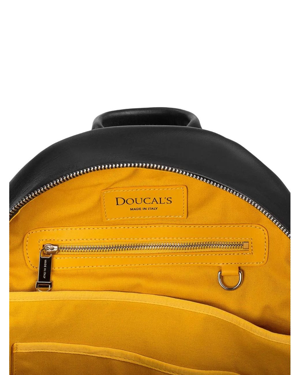 Doucal's Black Leather Backpack for men