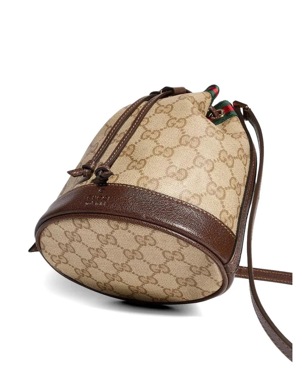 Gucci Natural Mini Gg Supreme Web Bucket Bag