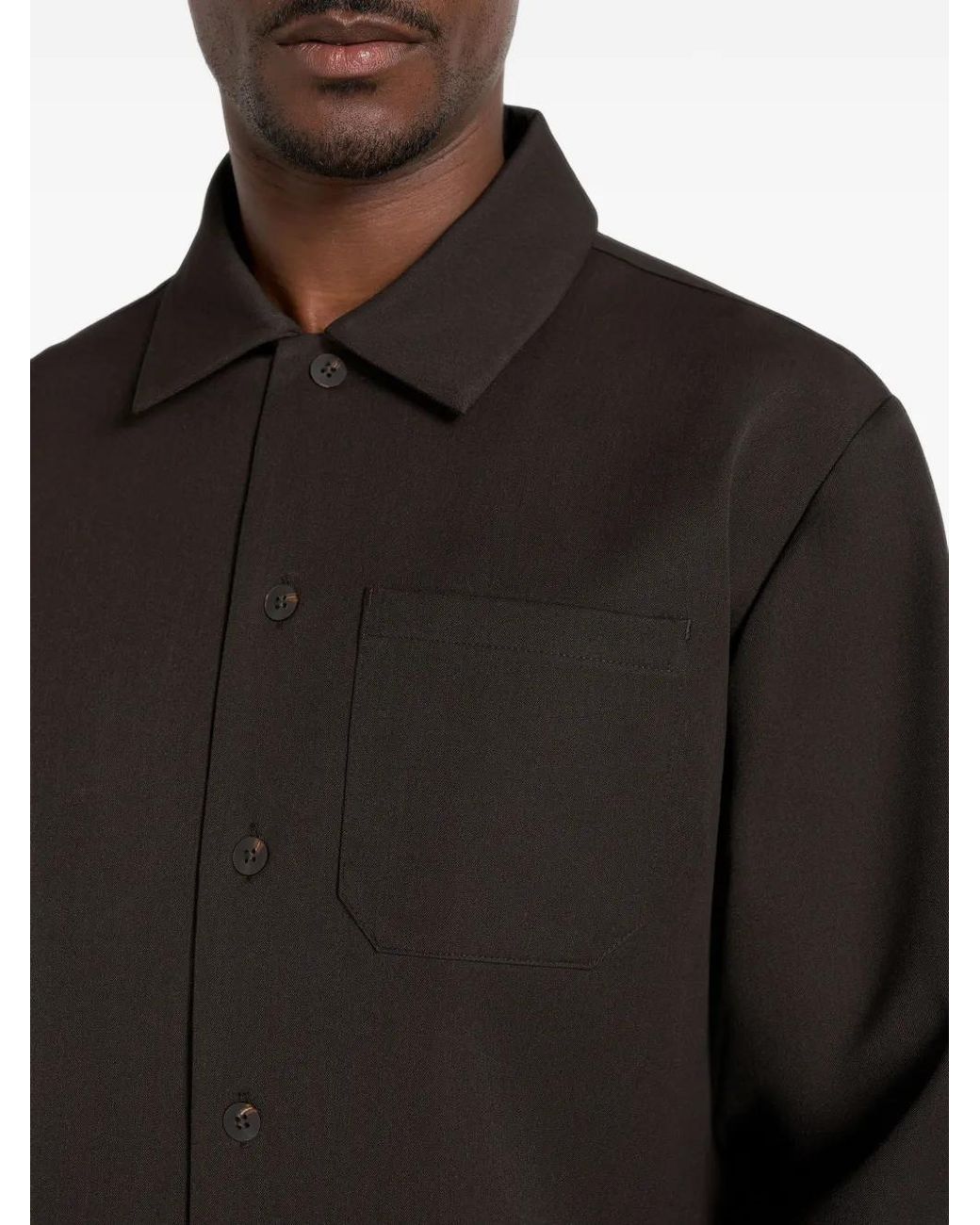 Manière De Voir Black Valentin Dark Classic Tailored Long Sleeve Shirt for men