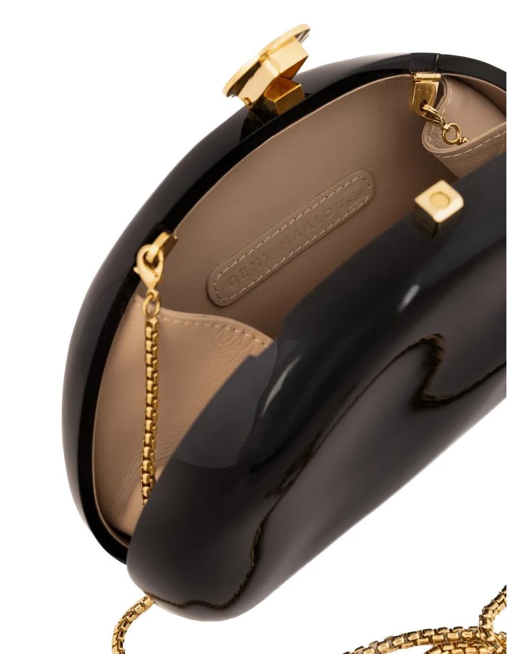 Gemy Maalouf White Glossy-Effect Chain-Strap Clutch