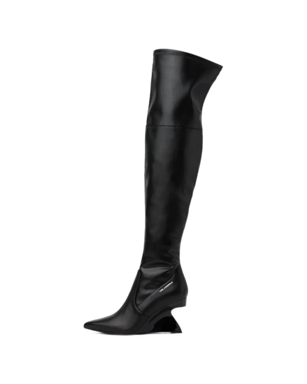 Karl Lagerfeld Black Waverly Over-Knee Boots