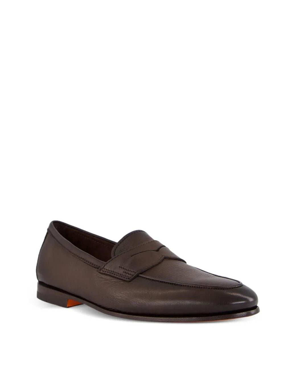 Santoni Brown Penny-Strap Leather Loafers for men