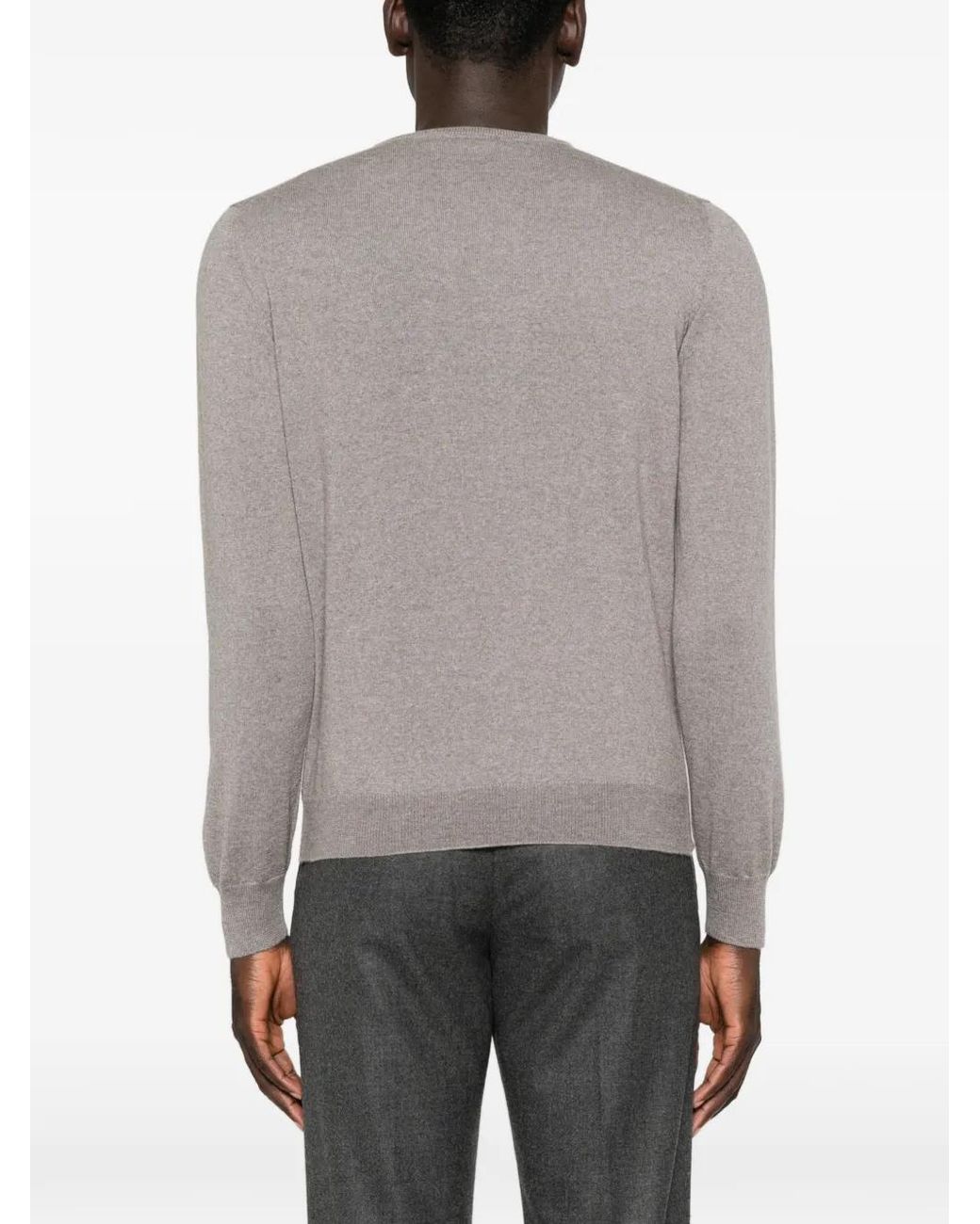Gran Sasso Gray Crew-Neck Long-Sleeve Sweater for men
