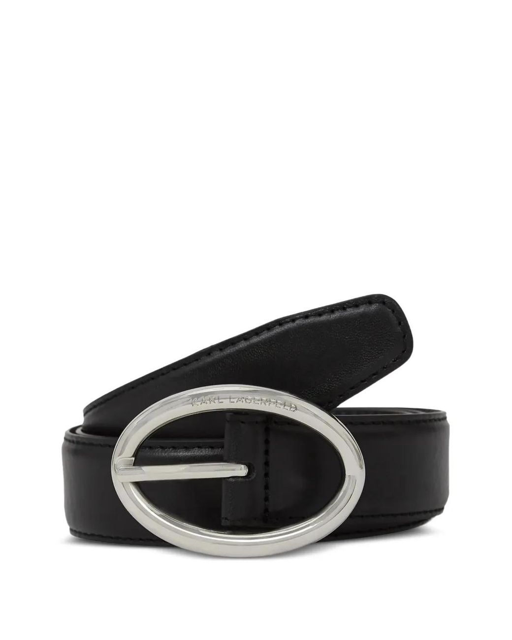 Karl Lagerfeld Black Rounded Buckle Belt