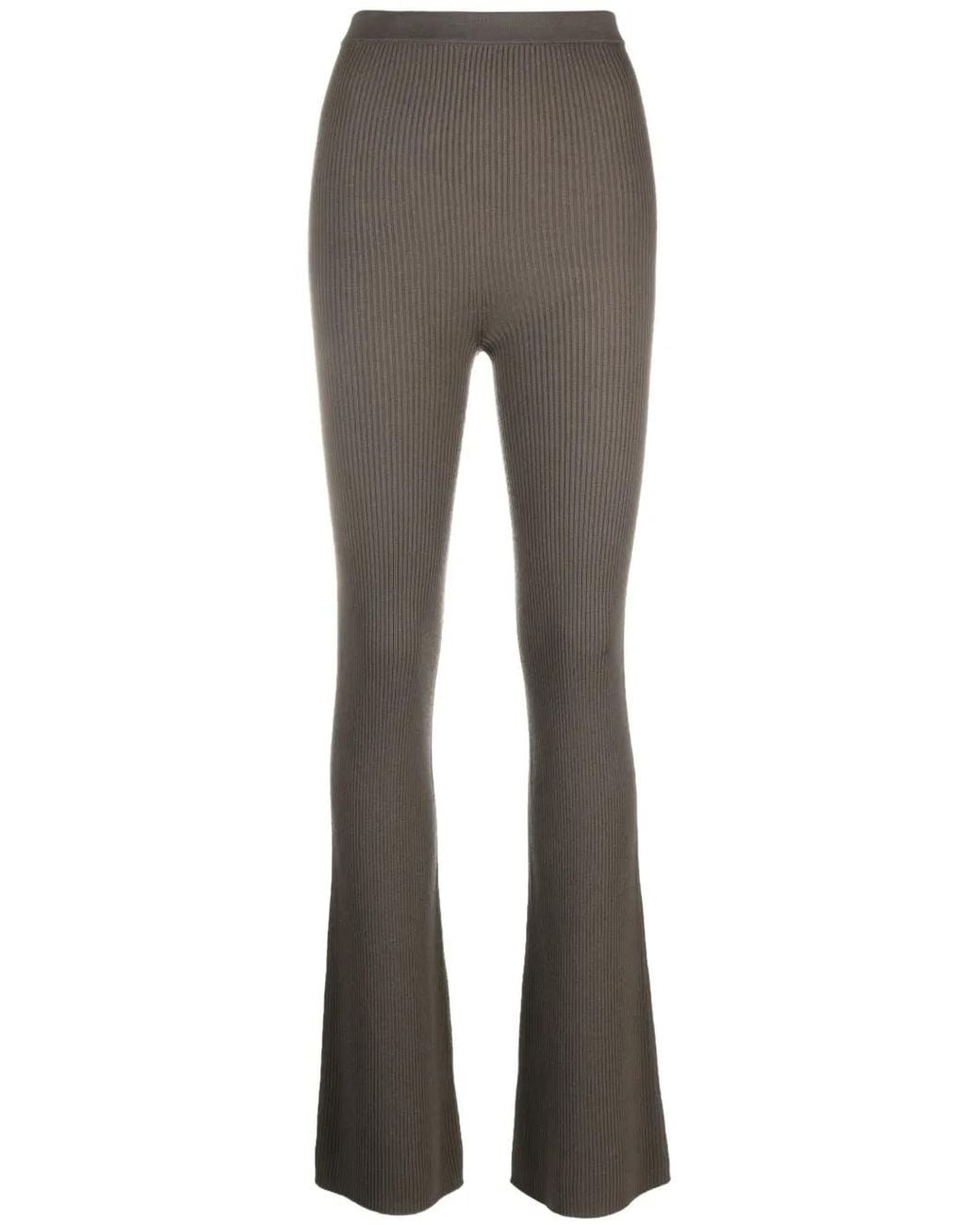 Rick Owens Gray Ribbed Flared Trousers