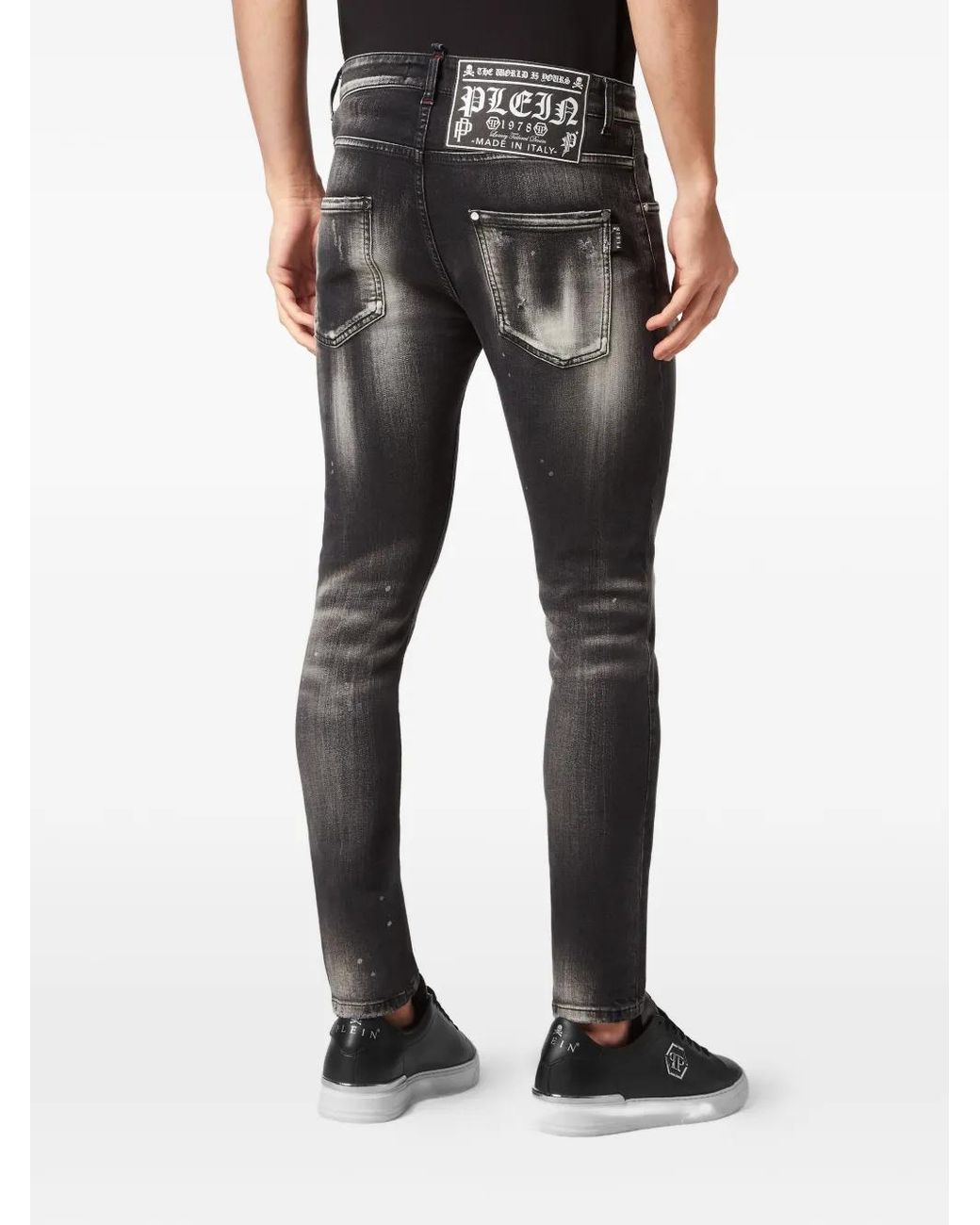 Philipp Plein Gray Logo-Label Trousers for men