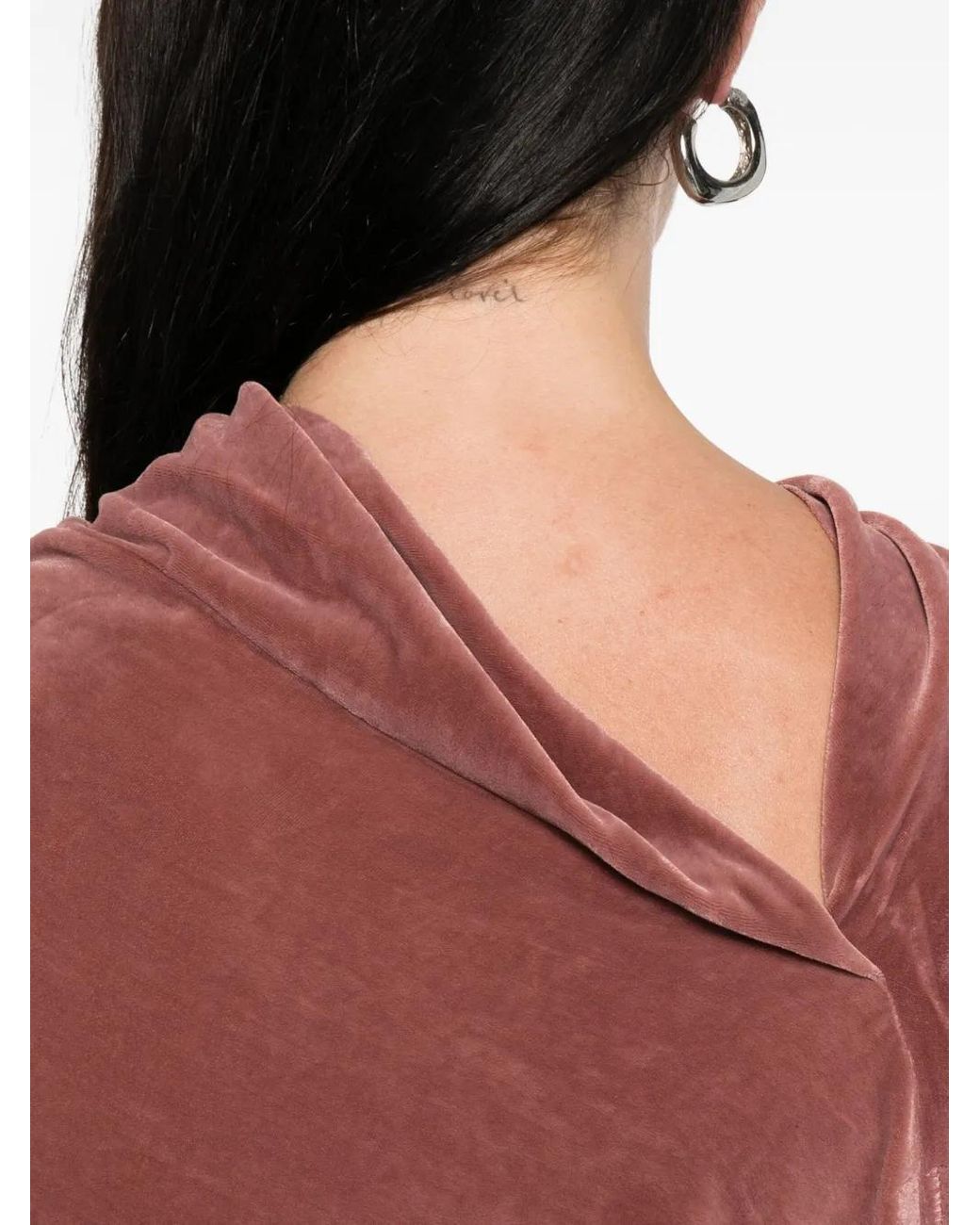 Rick Owens Red Draped Bell-Sleeve Blouse