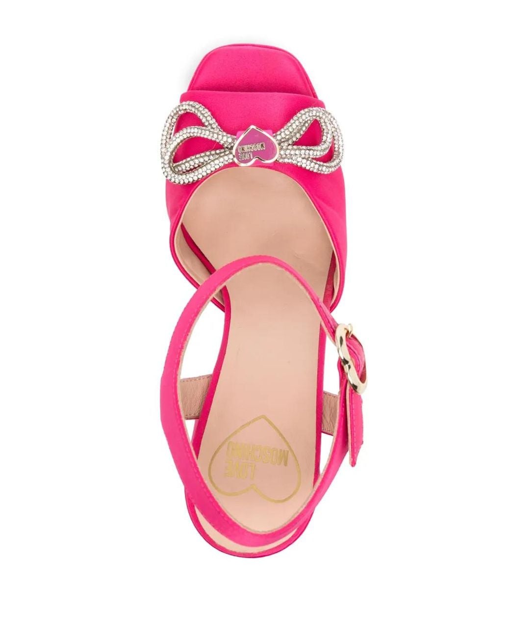 Love Moschino Pink 130Mm Logo-Plaque Bow Sandals