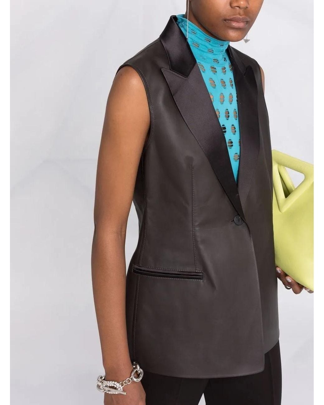 Ferragamo Black Tailored Leather Blazer