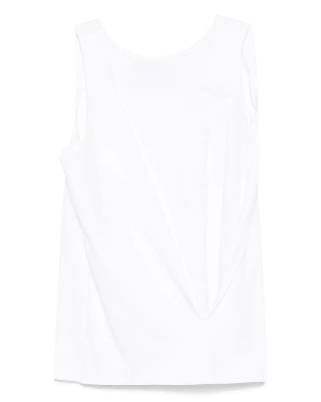 Moohong White Cutting Draped Sleeveless Top