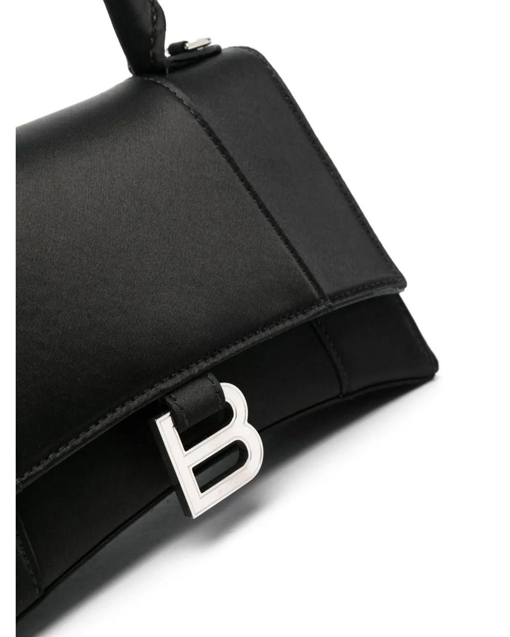 Balenciaga Black Small Hourglass Satin Tote Bag
