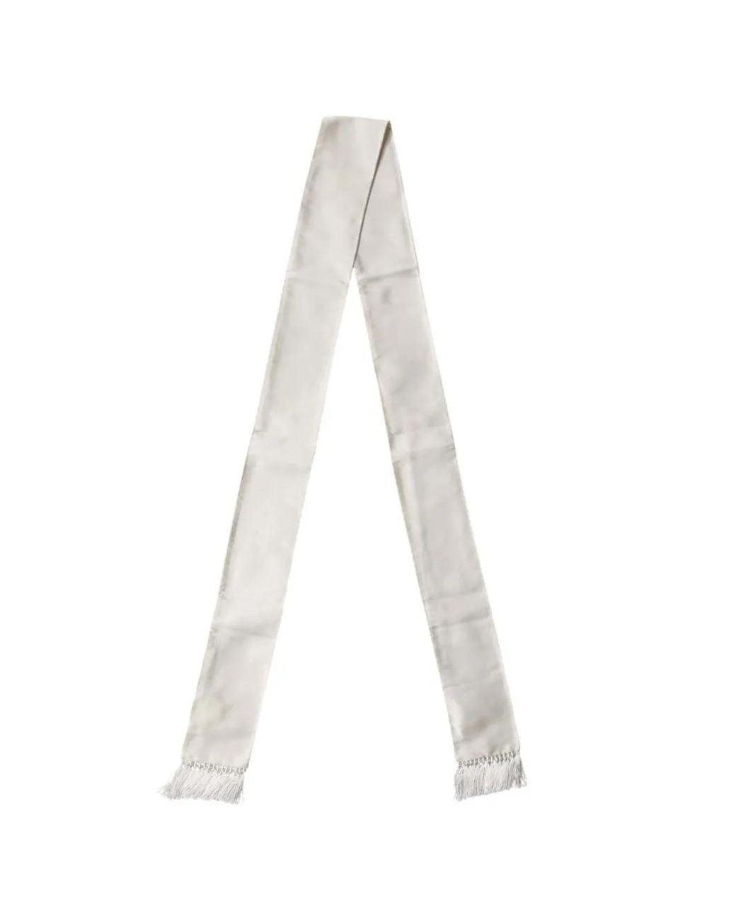 Dolce & Gabbana White Fringed Silk Scarf for men