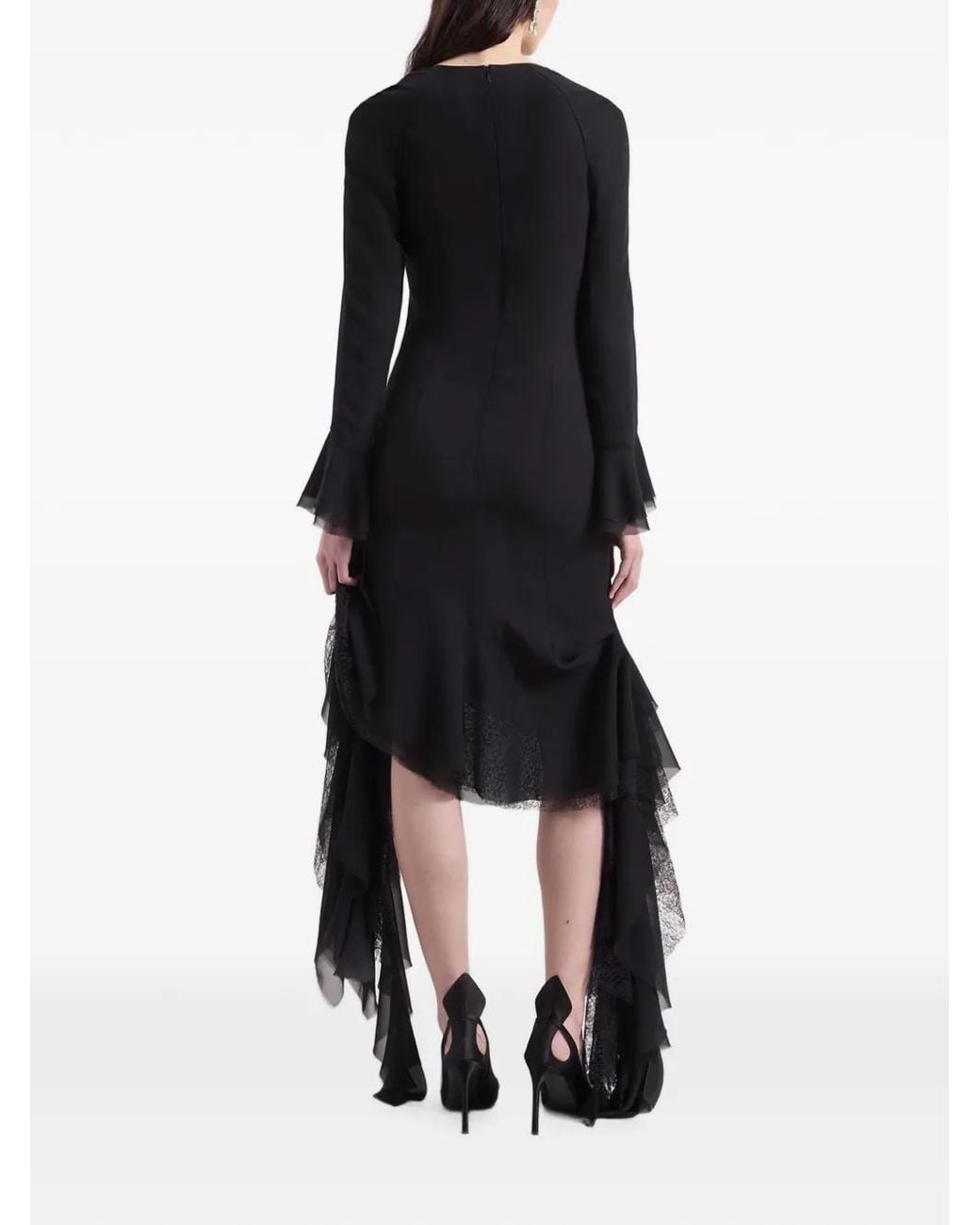 Nina Ricci Black Asymmetrical-Hem Midi Dress