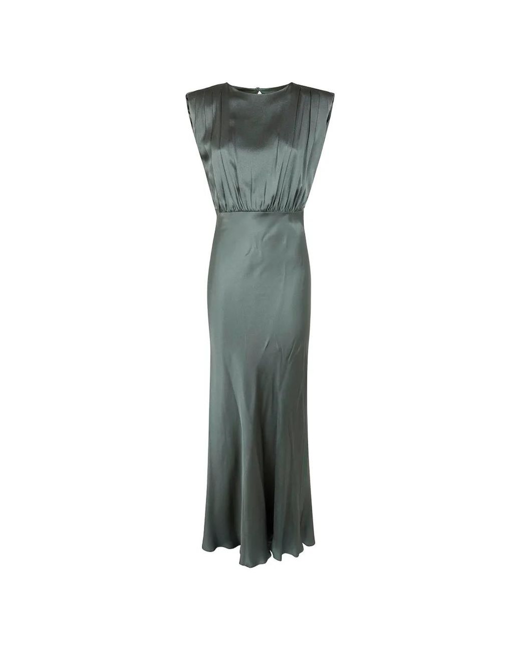 Semicouture Green Casilda Pleated-Bodice Sleeveless Maxi Dress