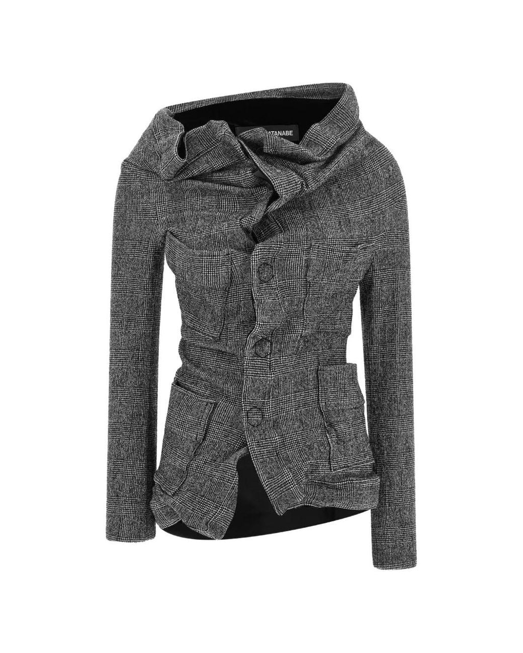 Junya Watanabe Gray Asymmetrical Prince Of Wales Blazer