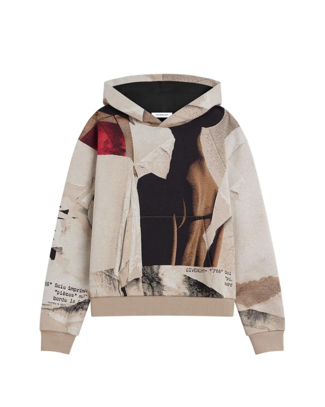 Givenchy Natural Couture Seam Hoodie With Ripped Papers Jacquard for men