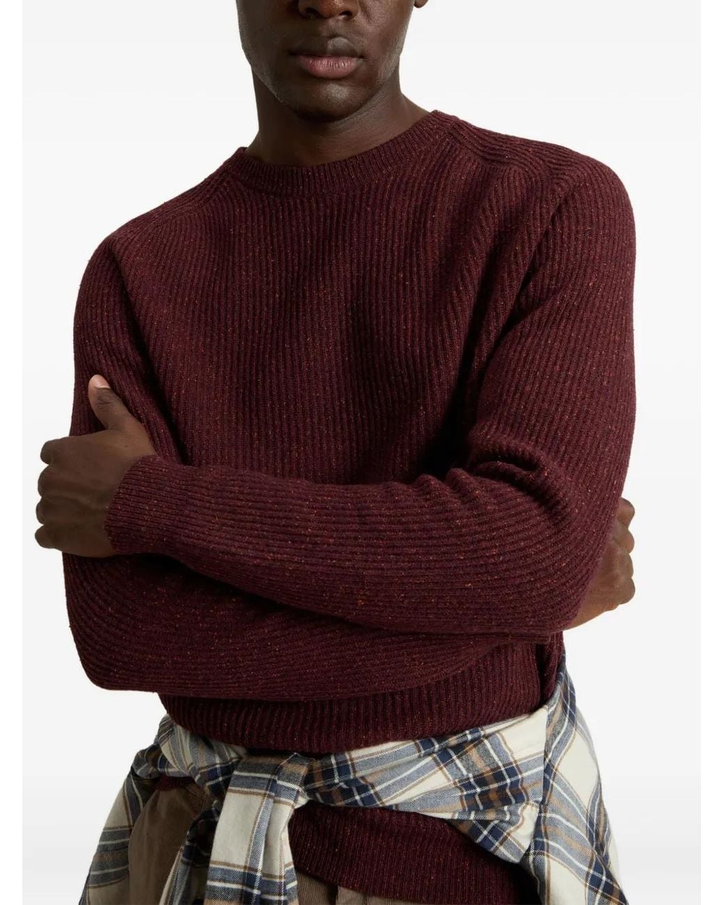 Woolrich Purple Rib-Knit Crew-Neck Sweater for men