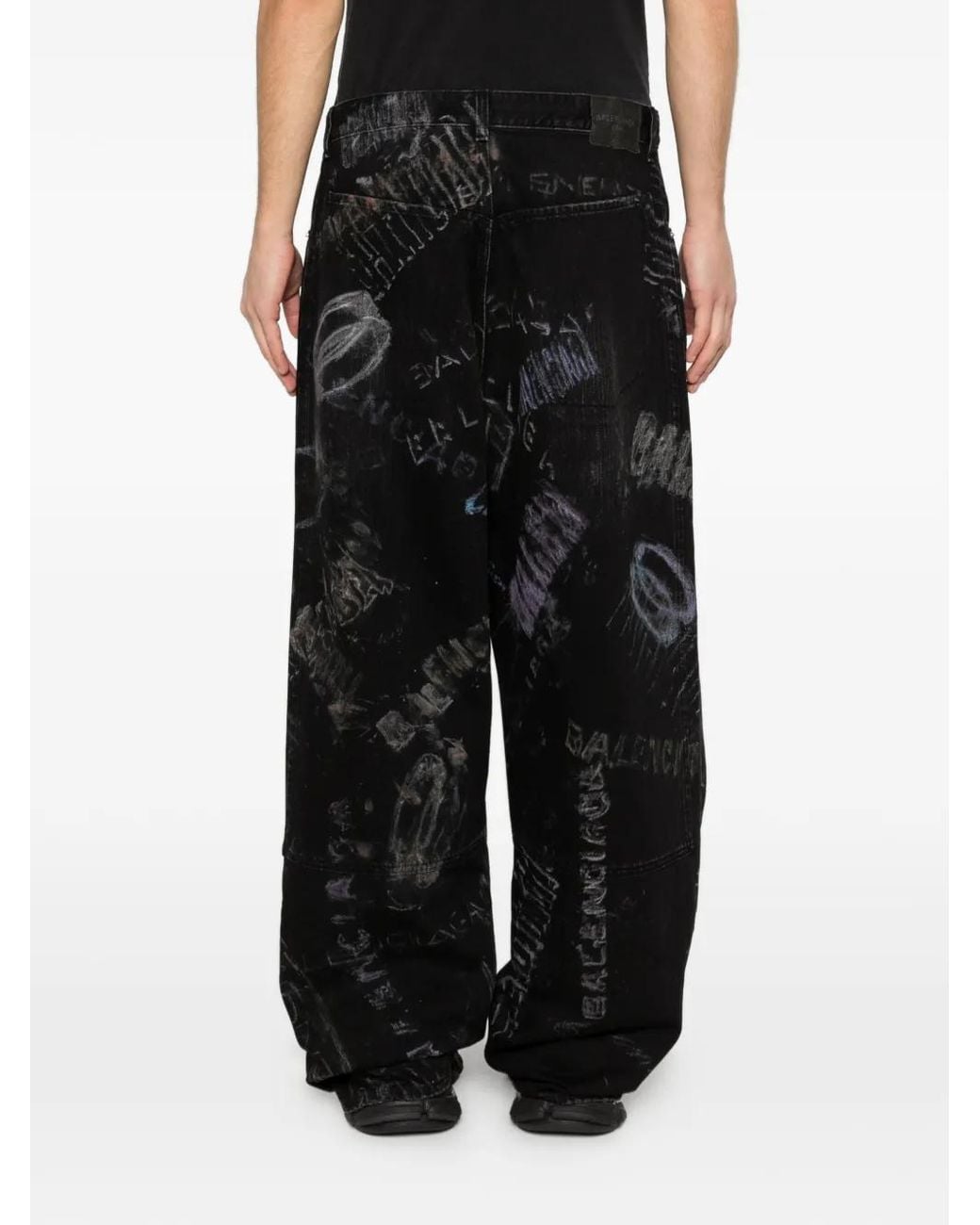 Balenciaga Black Pantalon Imprimé En Coton for men