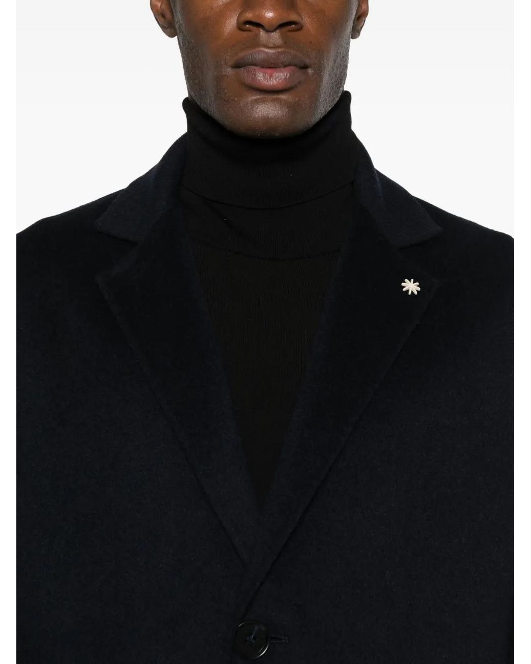 Manuel Ritz Black Single-Breasted Coat for men