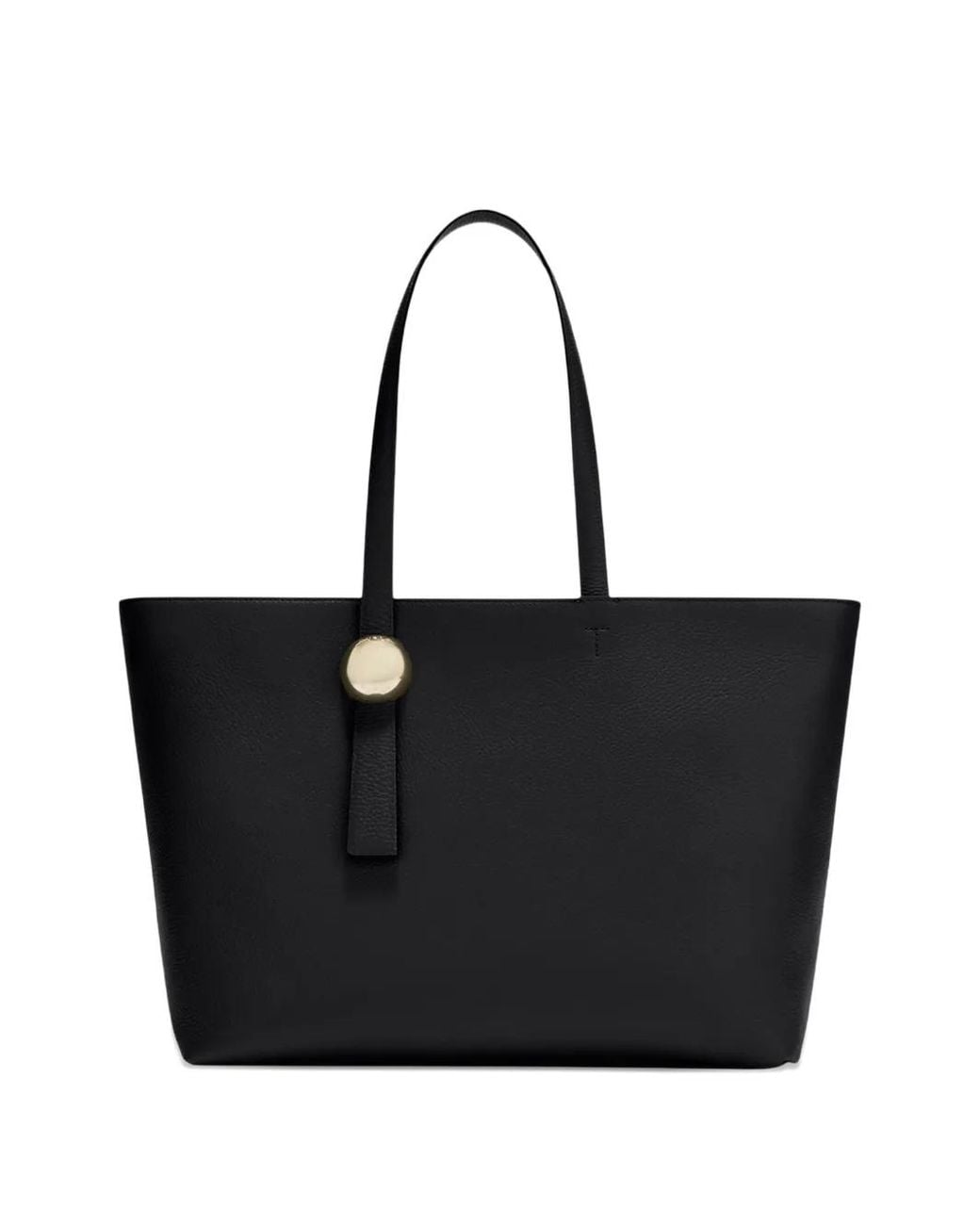 Furla Black Logo-Engraved Pebble-Texture Tote Bag