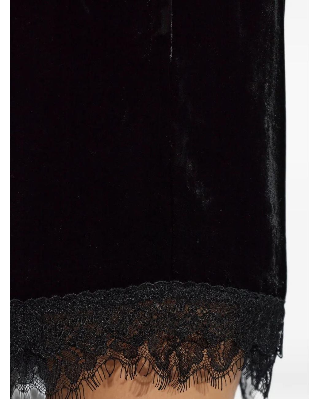 Ganni Black Lace-Trim Velvet Shorts