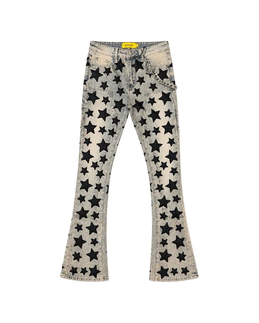 GUAPI White Star-Appliqué Jeans for men