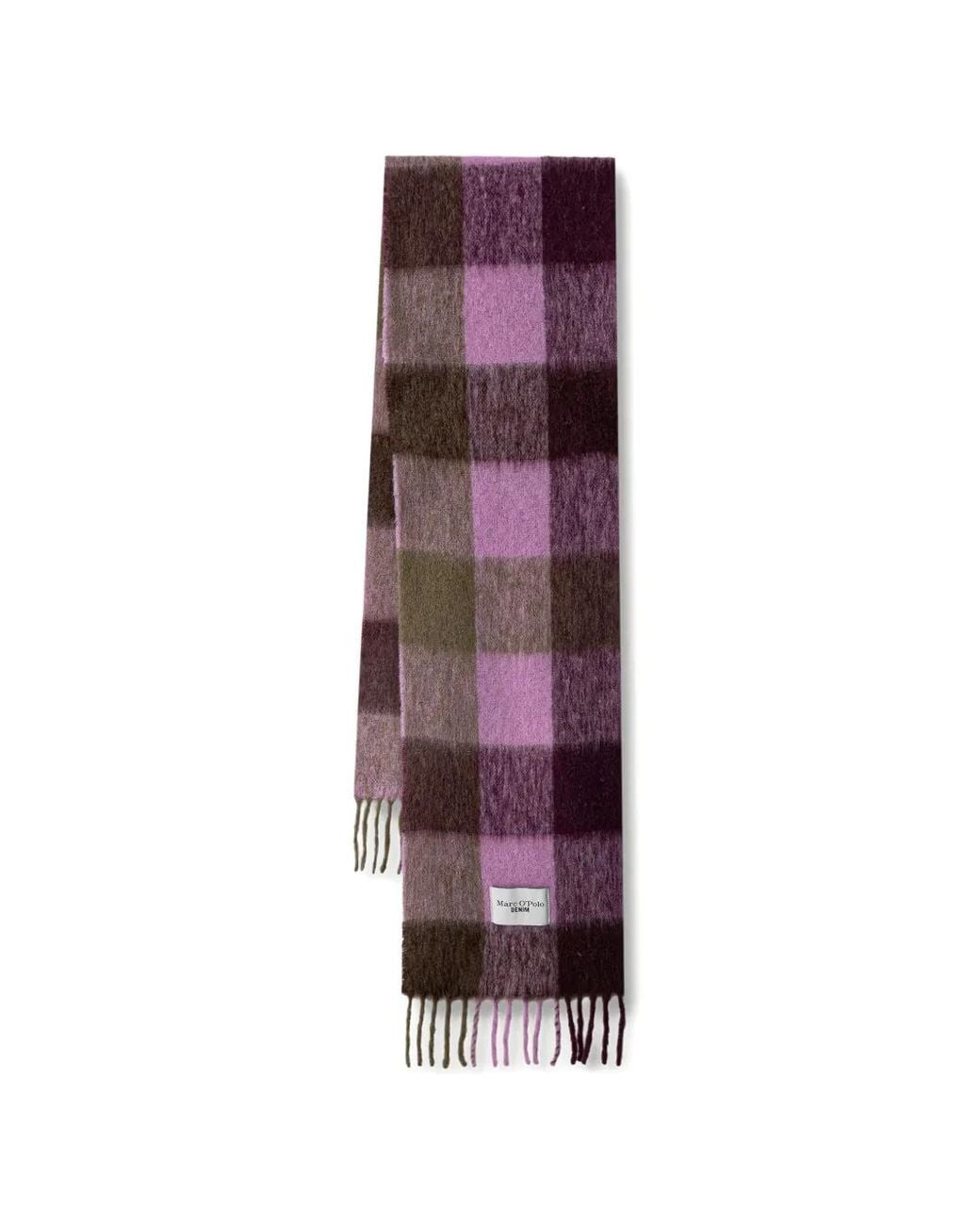 Marc O' Polo Purple Check Fringed Scarf