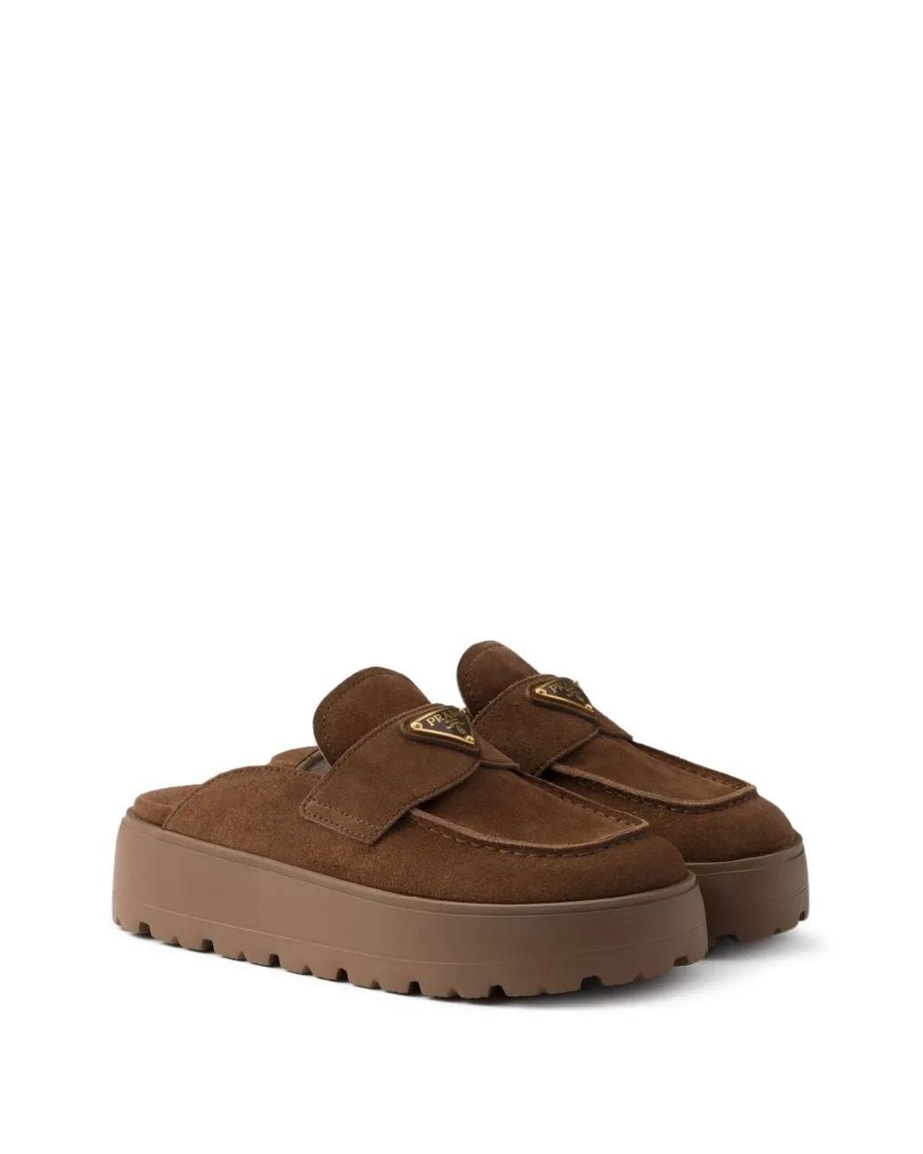 Prada Brown Suede Platform Mules