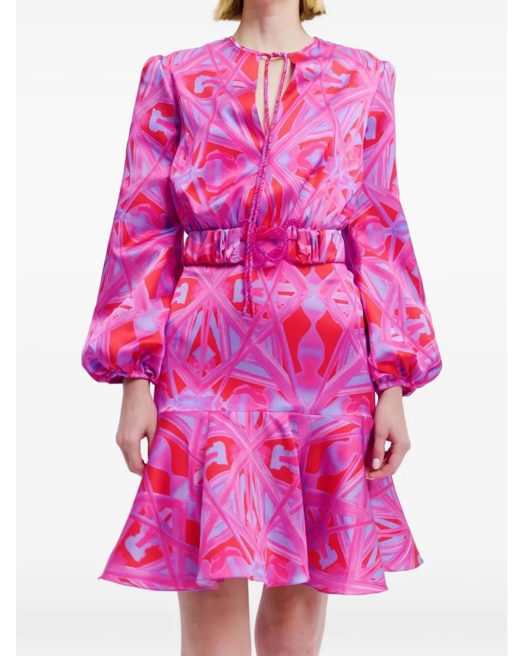 Silvia Tcherassi Pink Fiorenza Kaleidoscope-Print Ruffled Mini Dress