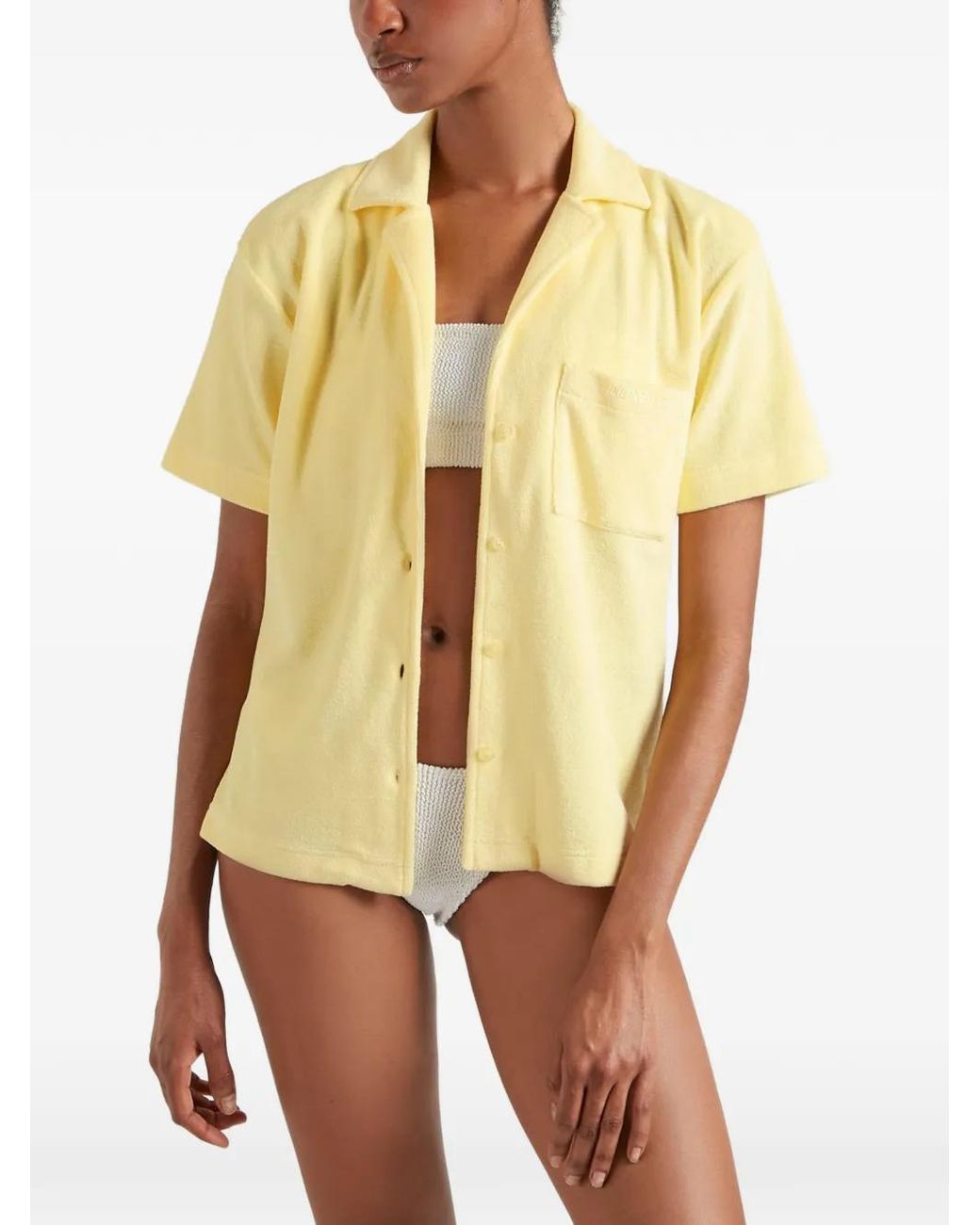 Hunza G Yellow Towelling Short-Sleeve Shirt