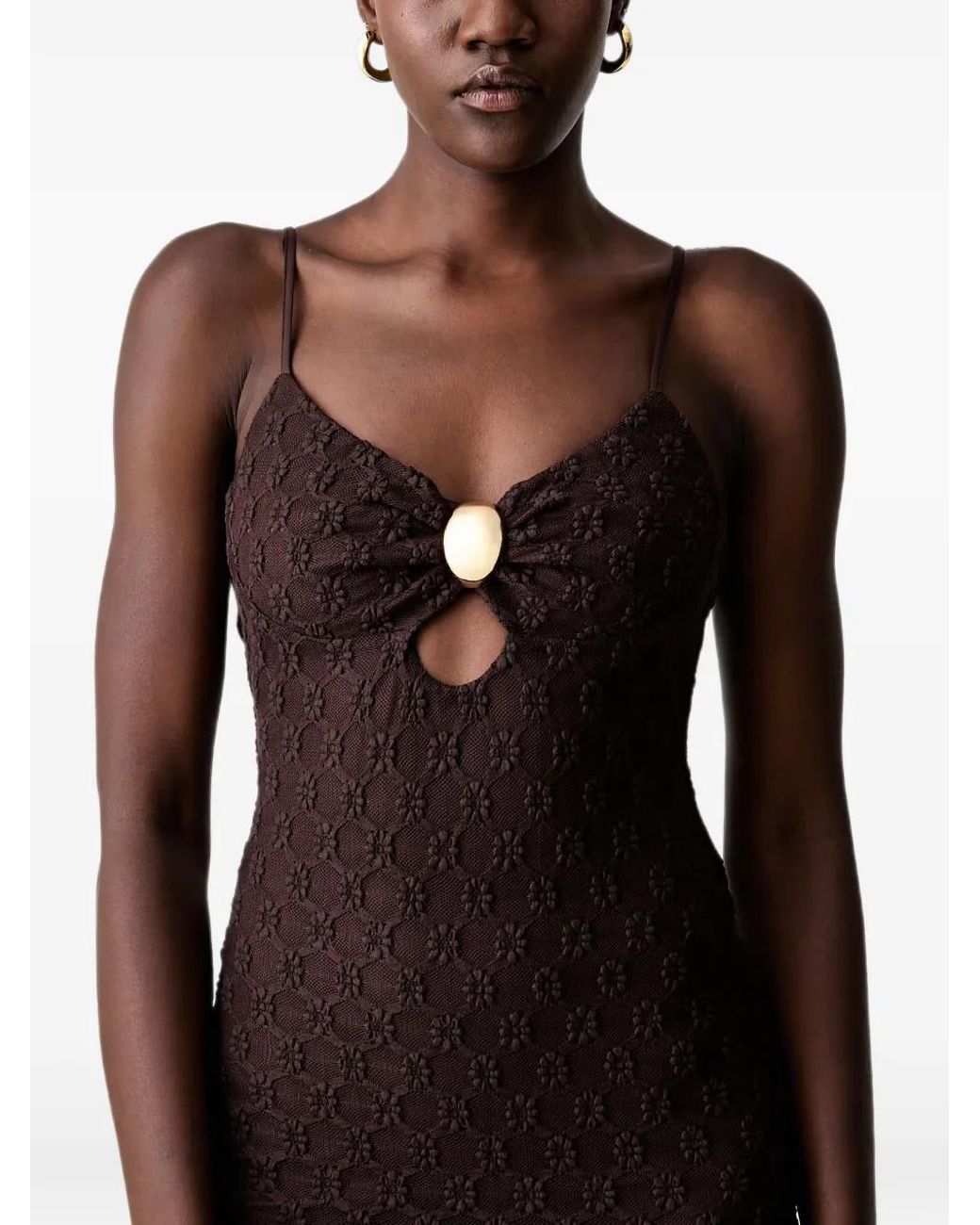 Bardot Black Karla Floral-Lace Cut-Out Midi Dress