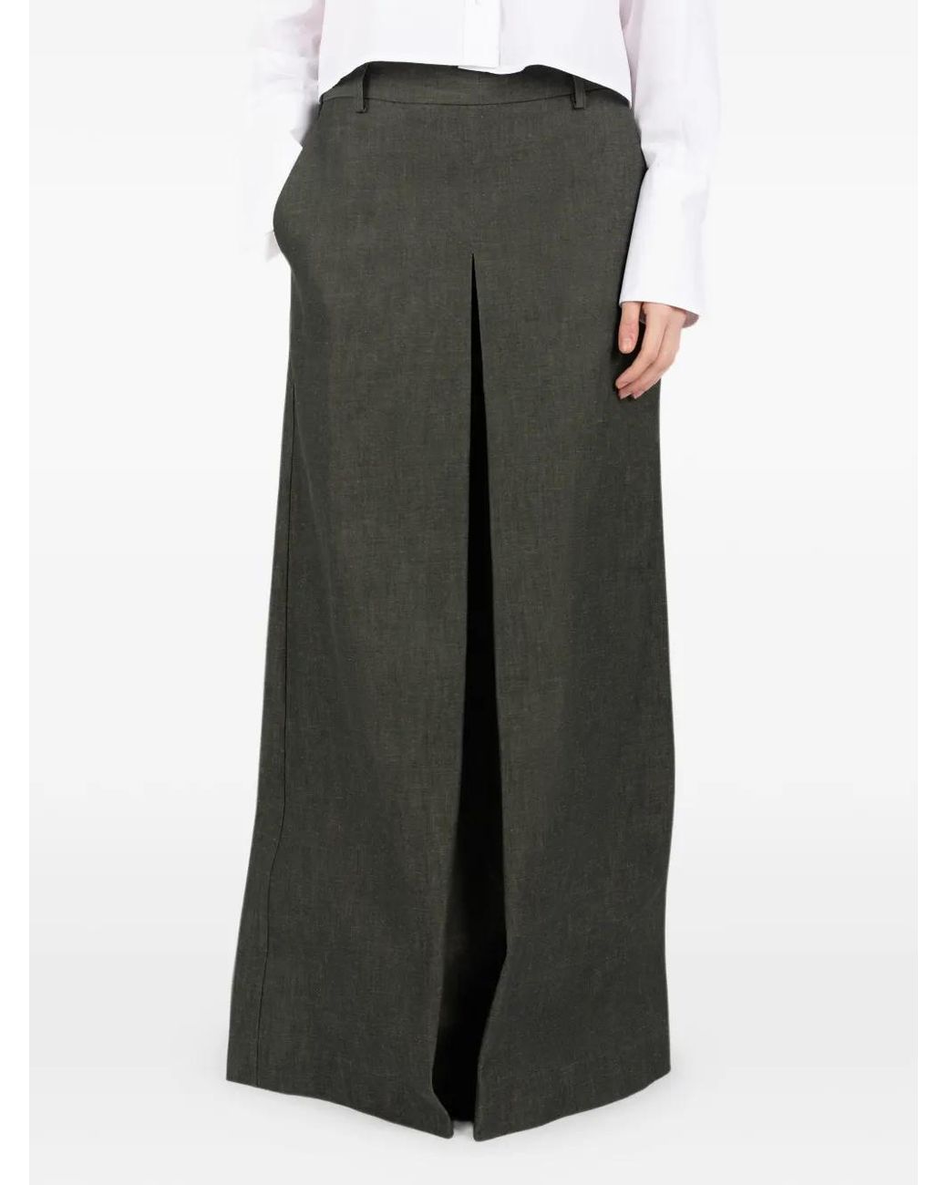 Societe Anonyme Gray Victoria Front-Slit Maxi Skirt