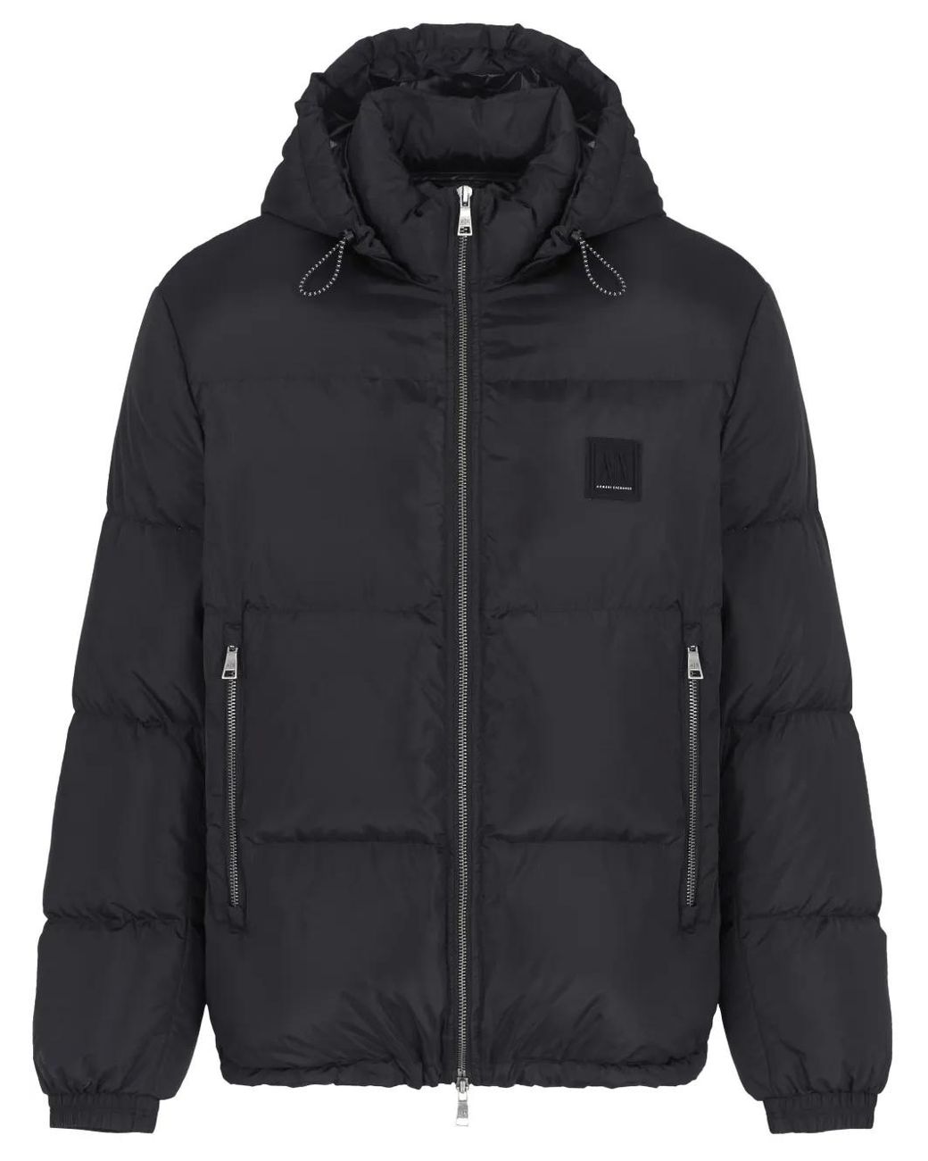 ARMANI EXCHANGE Black Logo-Patch Padded Jacket for men