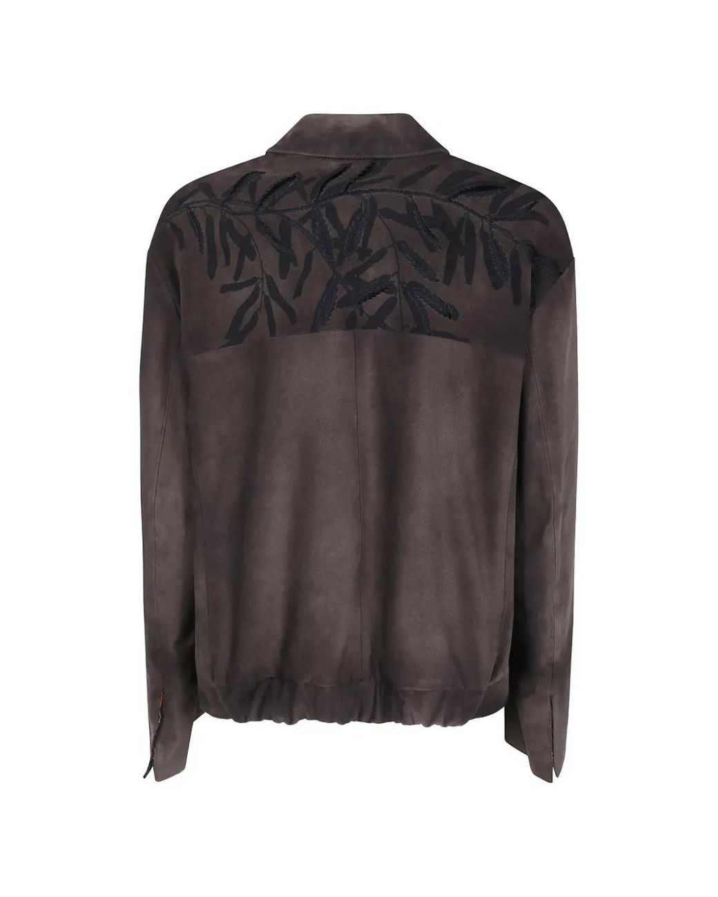 Ibrigu Black Leaf-Embroidered Suede Jacket