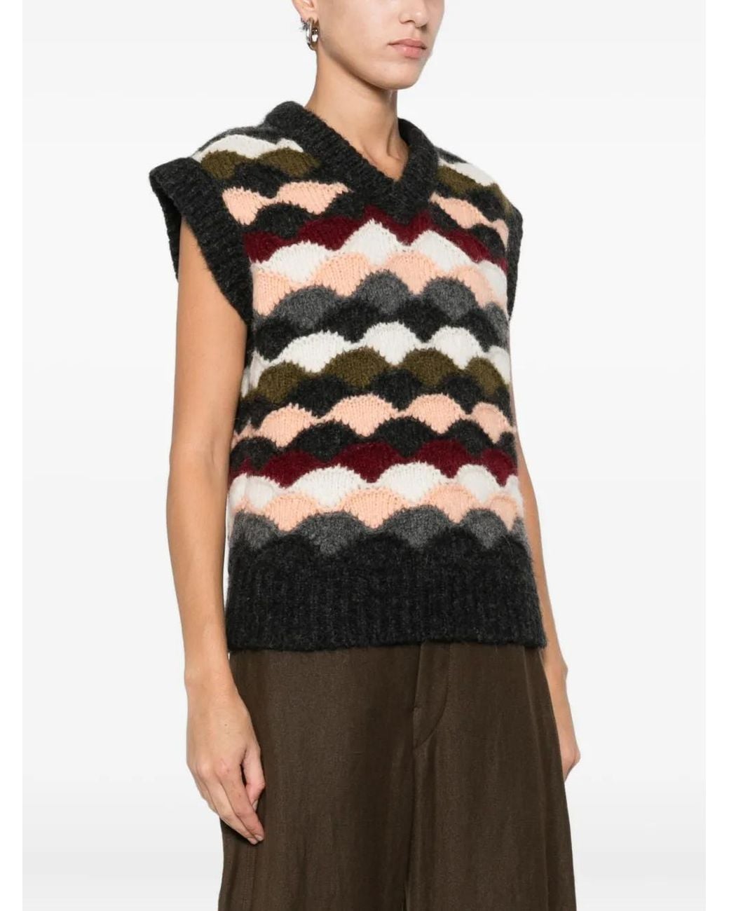 Alanui Black Chevron Knitted Vest