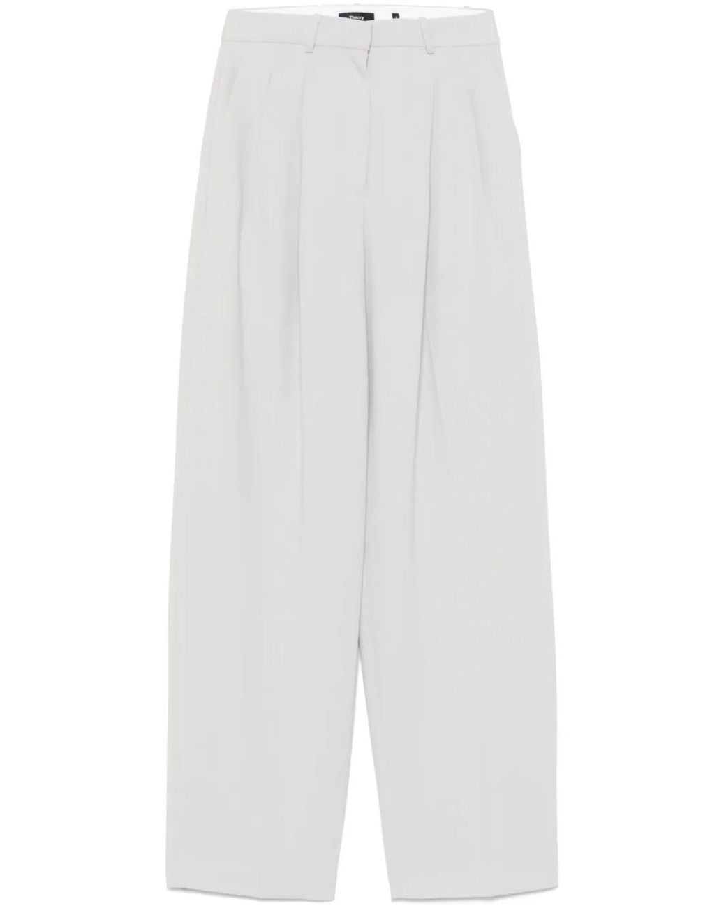 Theory White Double-Pleat Trousers
