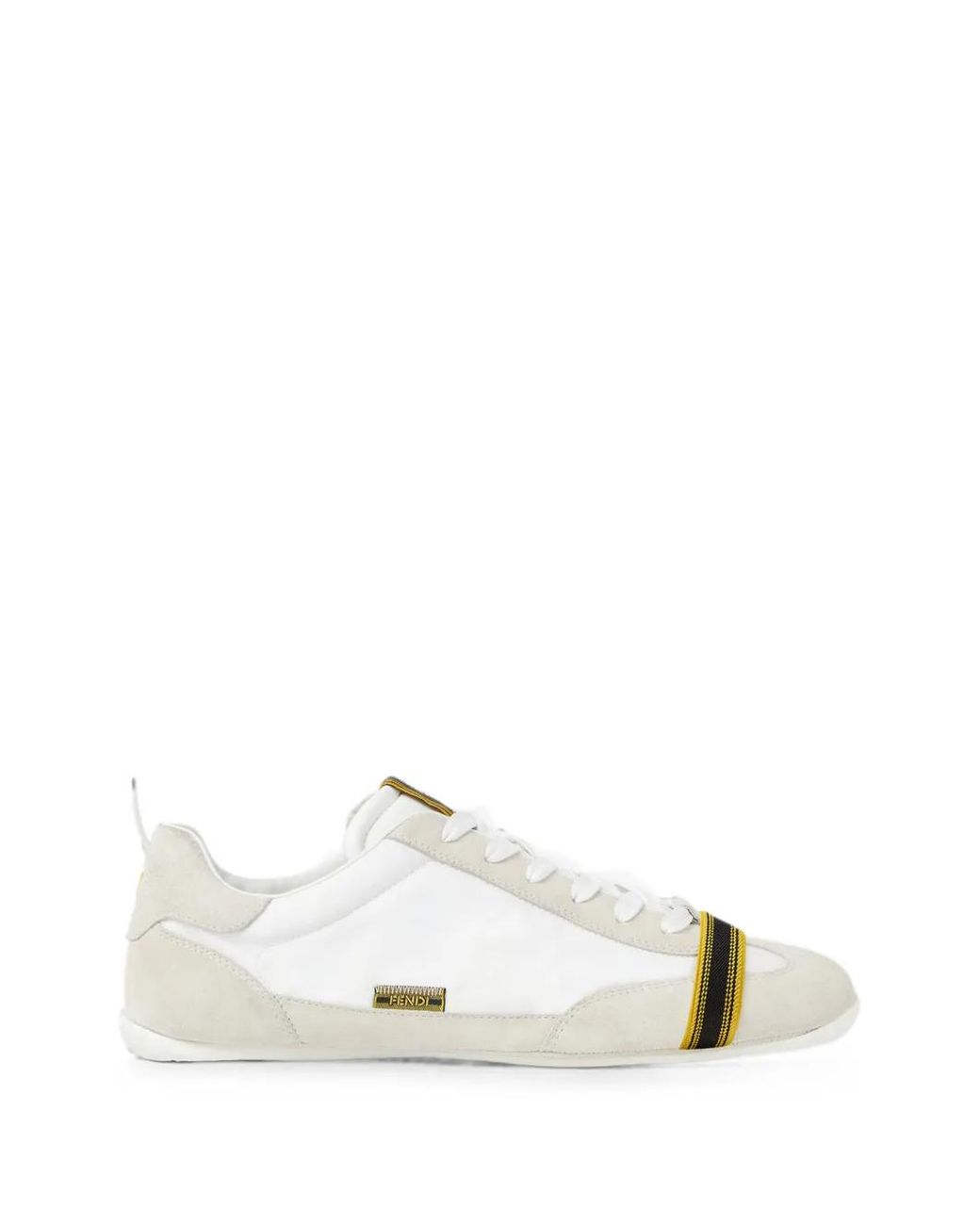 Fendi White Leather And Suede Low-Top Sneakers for men