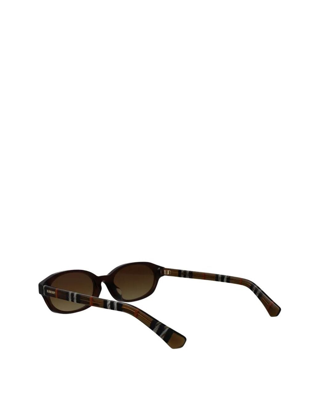 Burberry Brown Check-Pattern Oval-Frame Sunglasses