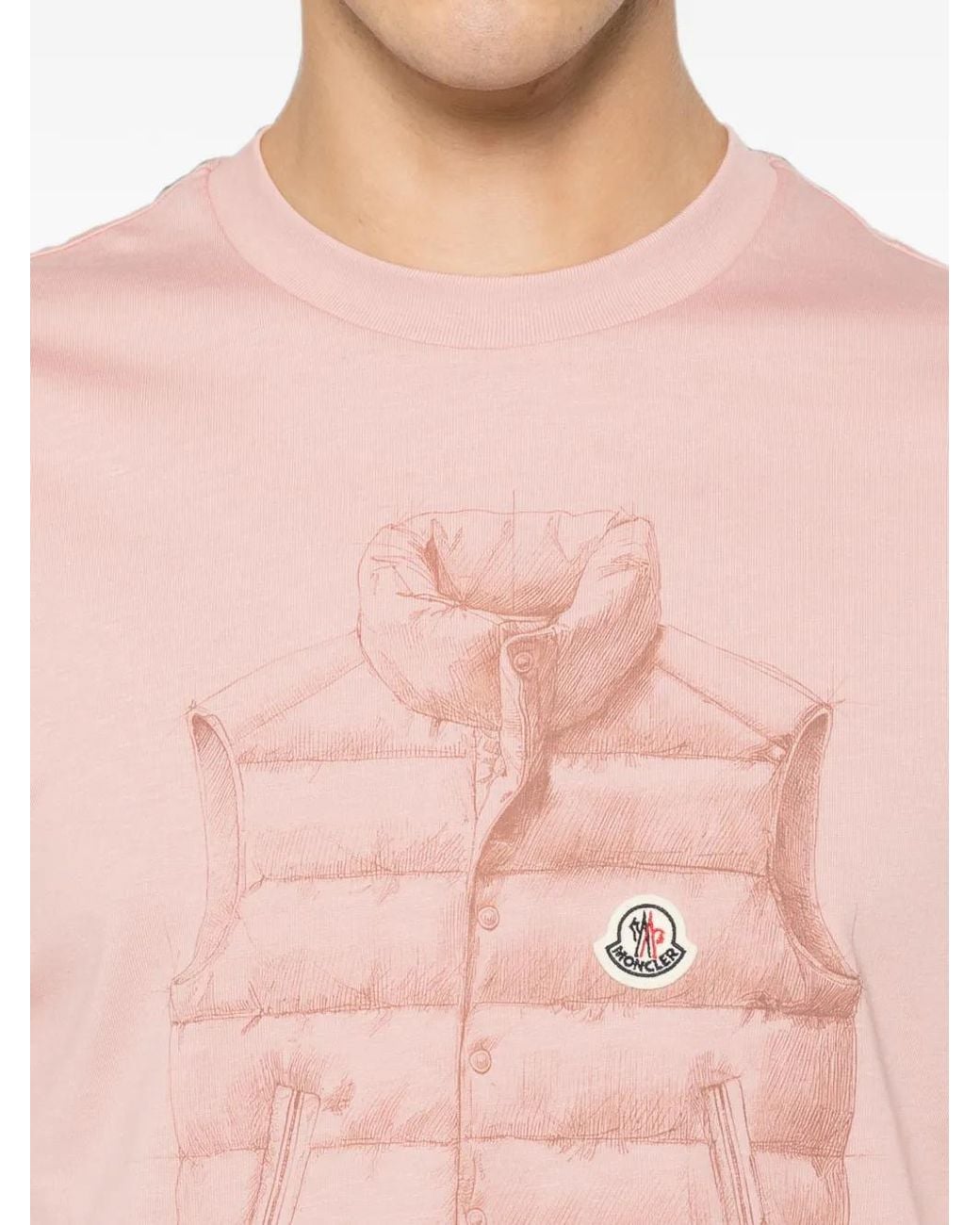 Moncler Pink T-Shirt En Coton À Imprimé Graphique for men