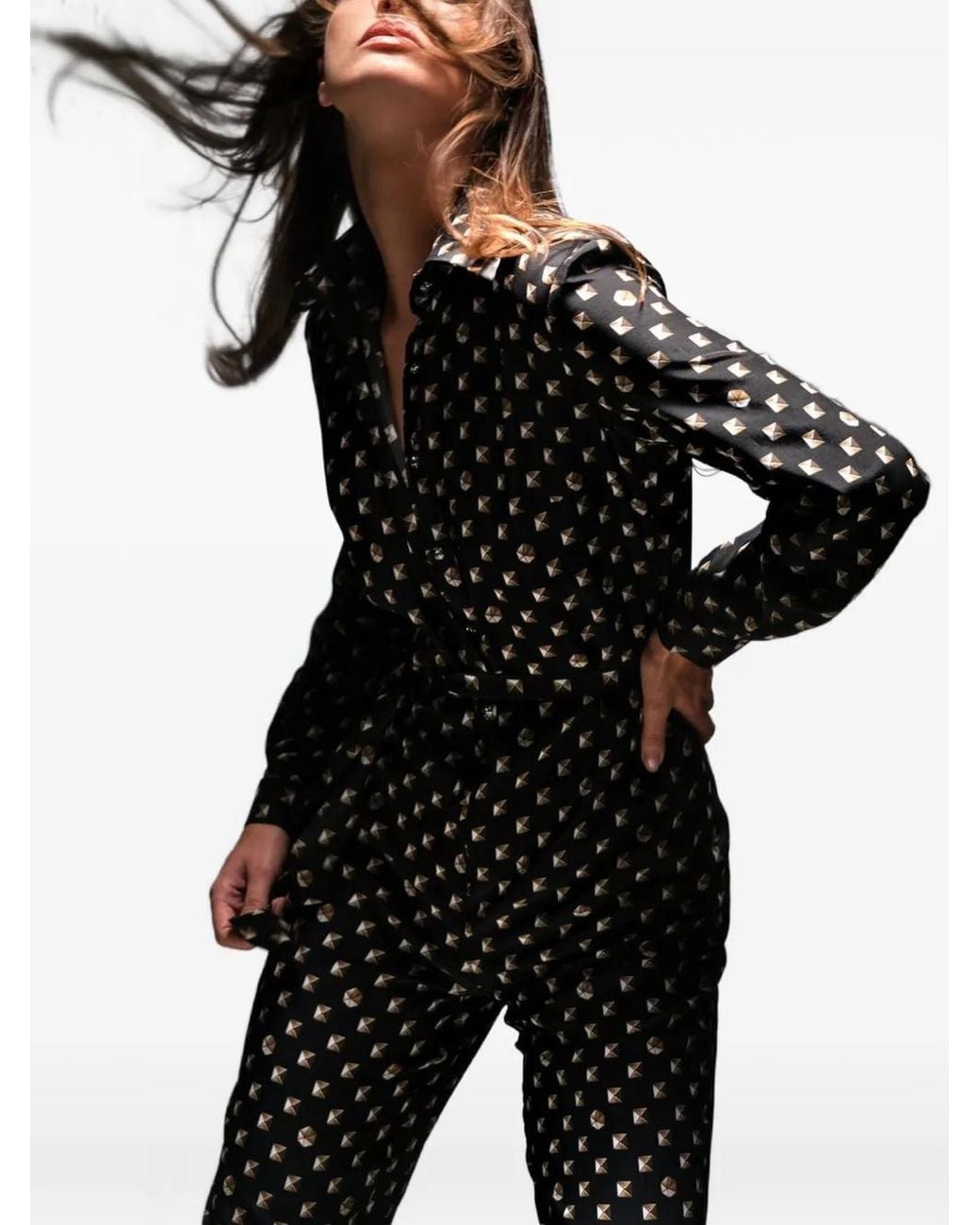 Tessitura Body Couture Black Golden Hour Crystal-Embellished Jumpsuit