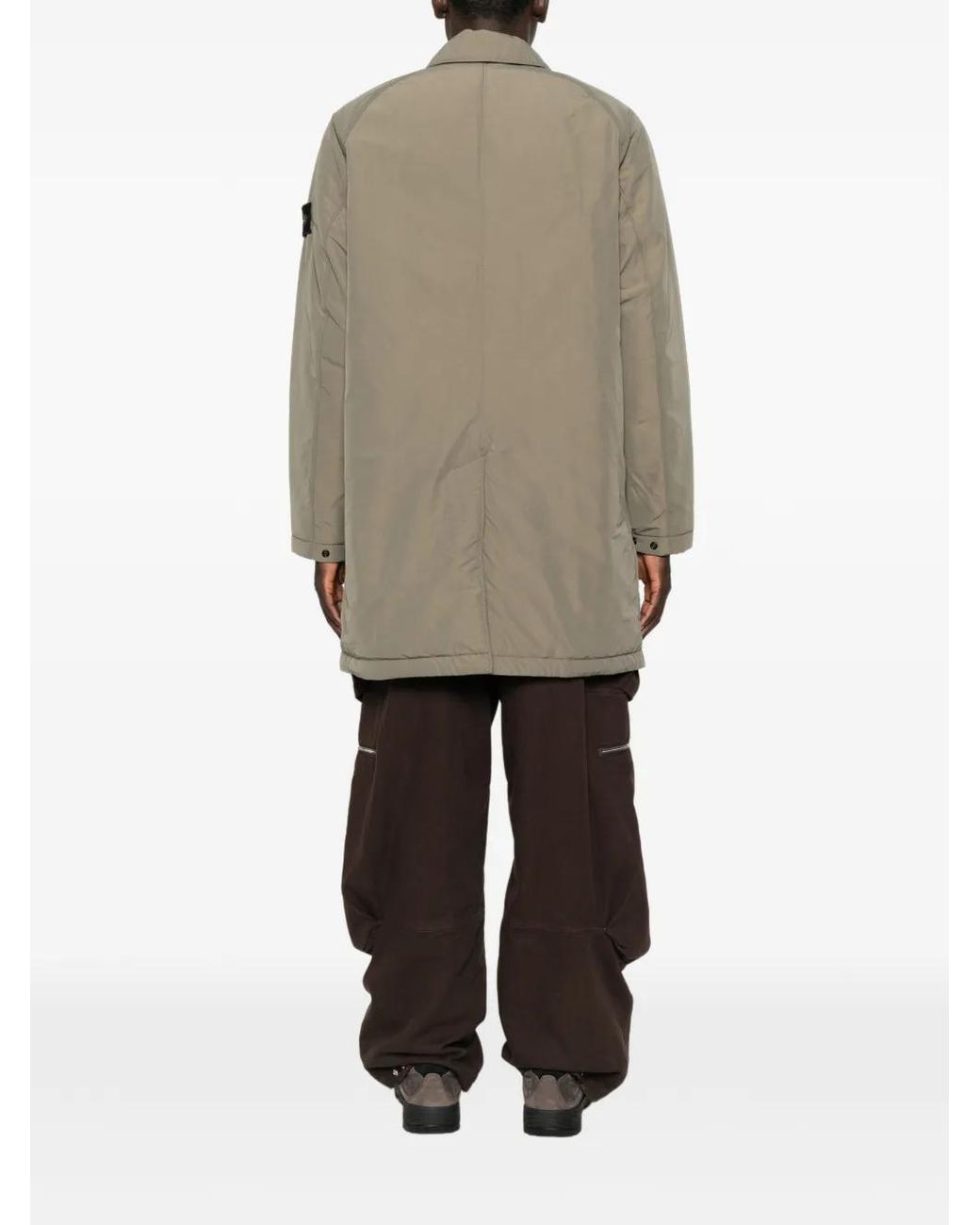 Stone Island Natural Logo-Patch Raglan-Sleeve Coat for men