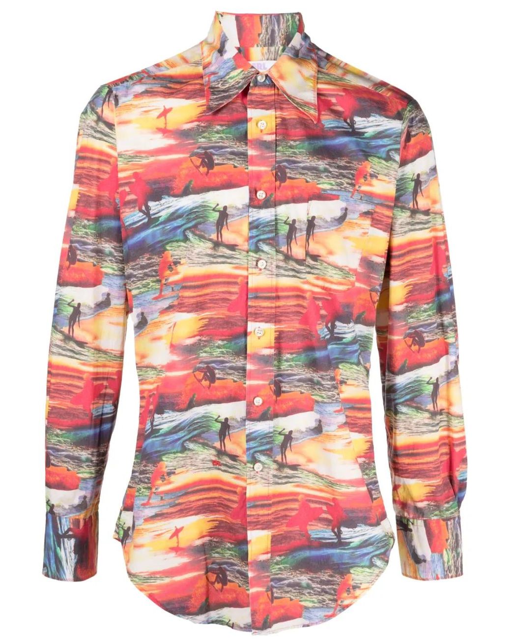 ERL Red Sunset-Print Cotton Shirt for men