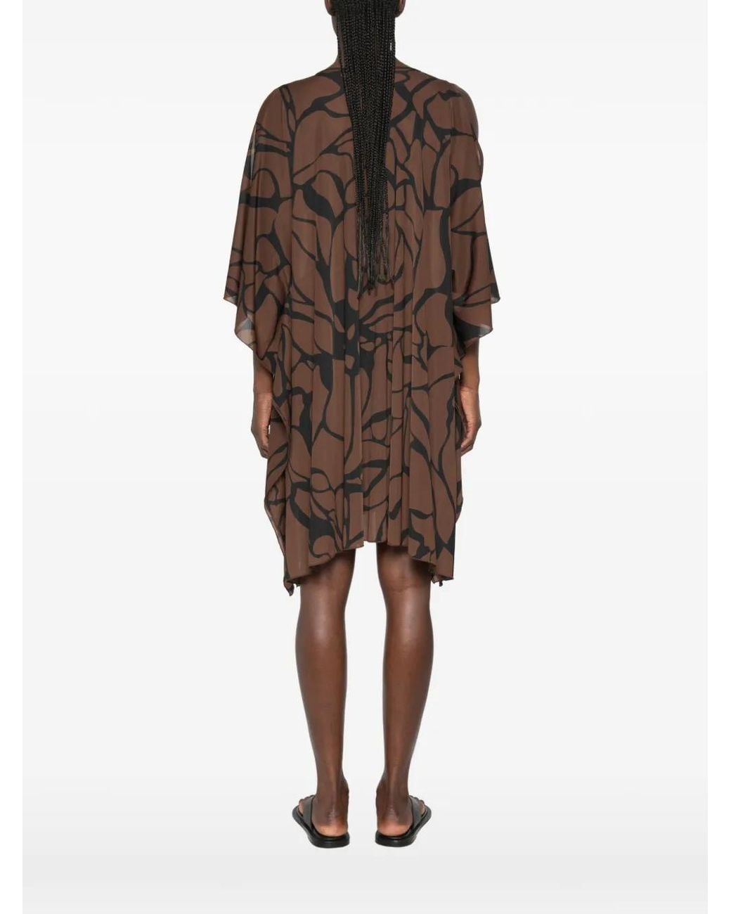 Fisico Brown Abstract-Print Cold-Shoulder Mini Dress