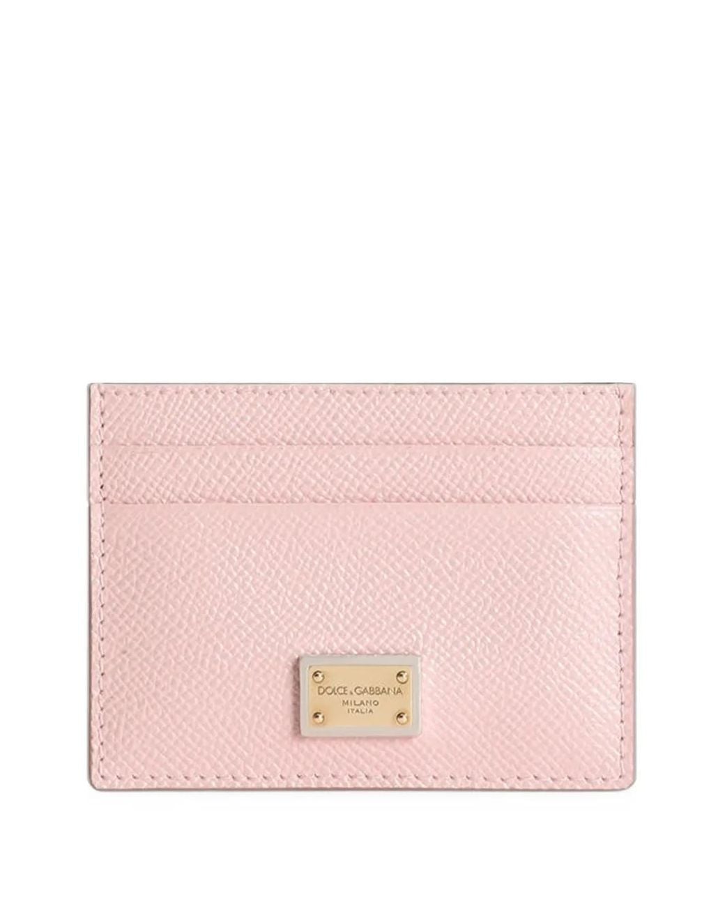 Dolce & Gabbana Pink Calfskin Card Holder With Plate