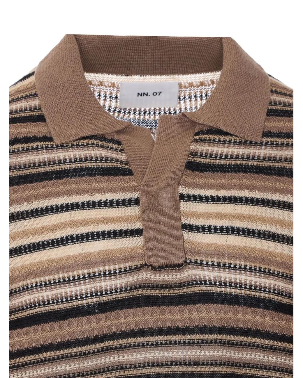 NN07 Gray Noam Striped Polo Shirt for men